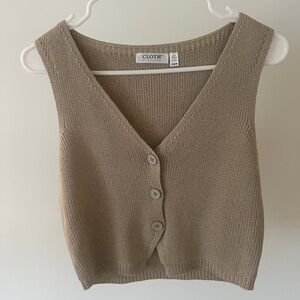 Tan Knit Button-Up Vest